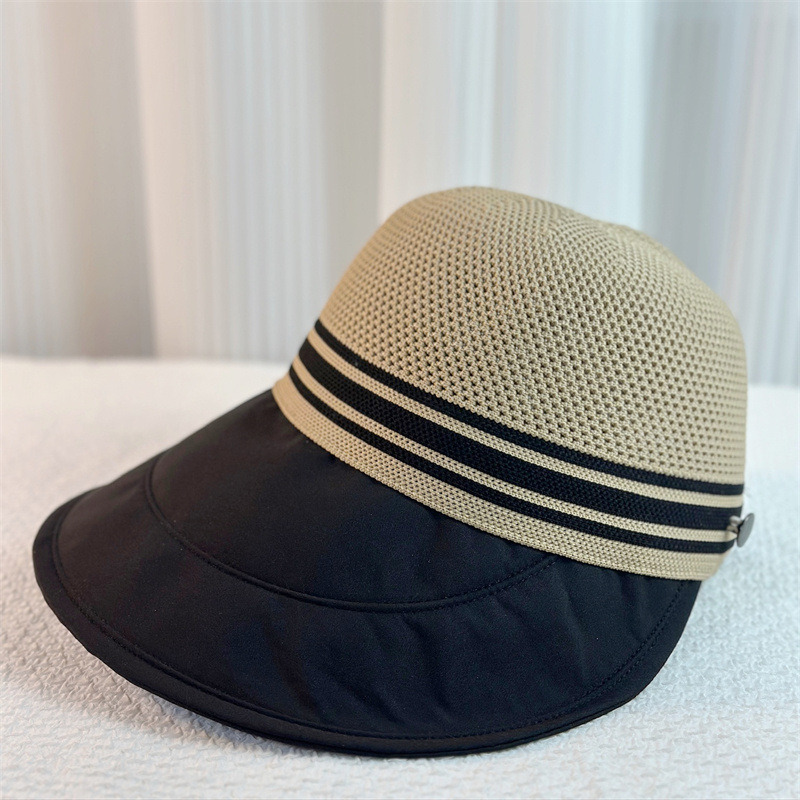 Chapeau de pêcheur coréen pour femme, d'été, ajouré et respirant, à large bord, protection solaire, réglable, avec ouverture pour queue de cheval