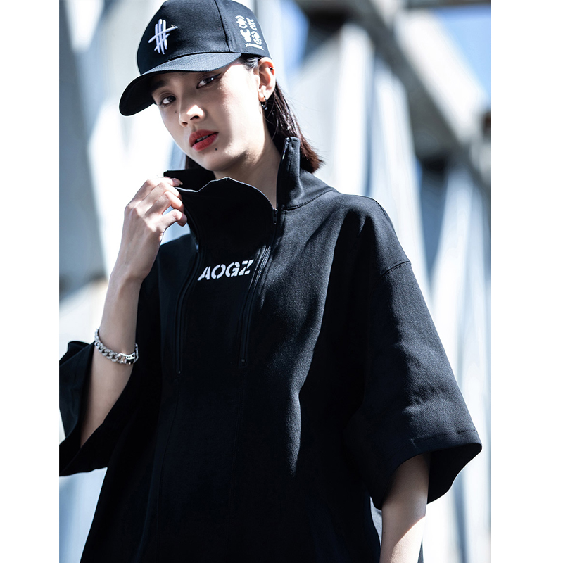 Techwear-T-shirt à col roulé pour hommes, T-shirt Hip Hop, T-shirt Harajuku, Économie à manches courtes, Streetwear, Printemps, Été