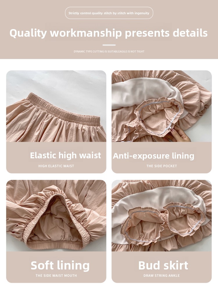 Mini jupe trapèze taille haute pour femmes, jupe d'été amincissante avec short intégré pour Petite, ourlet bouffant plissé rose