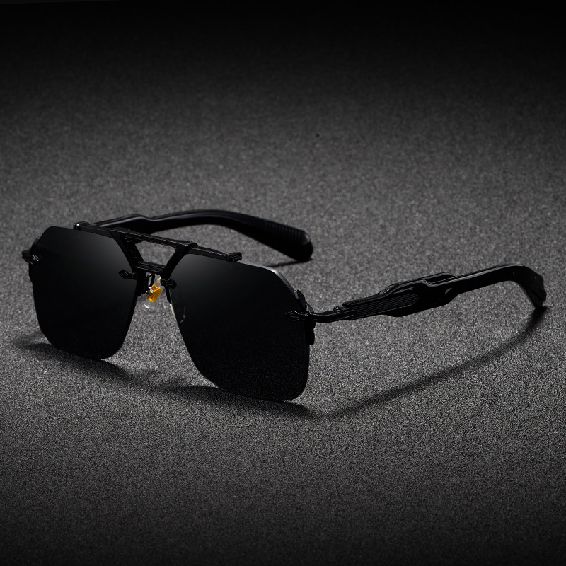 Nouvelles lunettes de soleil pour homme, style steampunk, design à double pont, sans monture, lunettes de pilote, protection UV, lunettes de protection rétro
