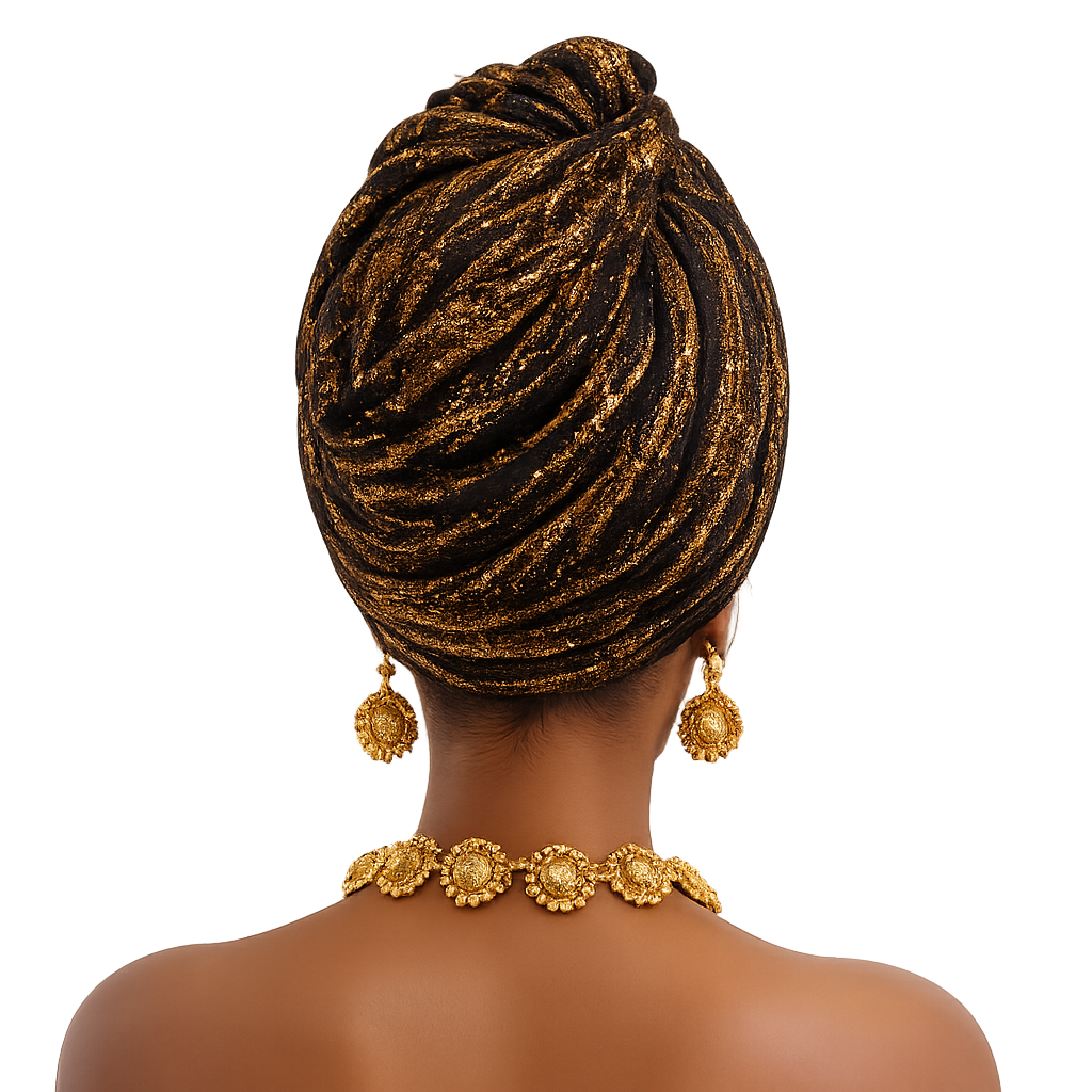 Turban noué à effet métallique scintillant pour femme, en tissu extensible froissé, pré-noué, style africain, pour usage quotidien, fête, mode, cosplay