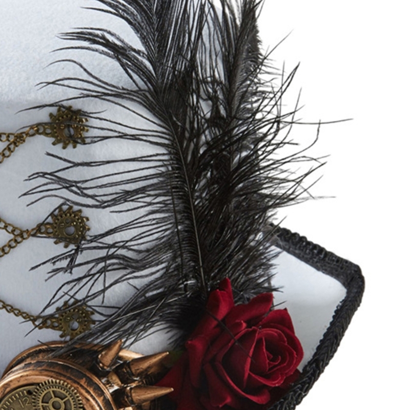 Chapeau Steampunk pour hommes, avec lunettes, chapeau dans le temps, accessoires Steampunk pour fête d'halloween H9ED