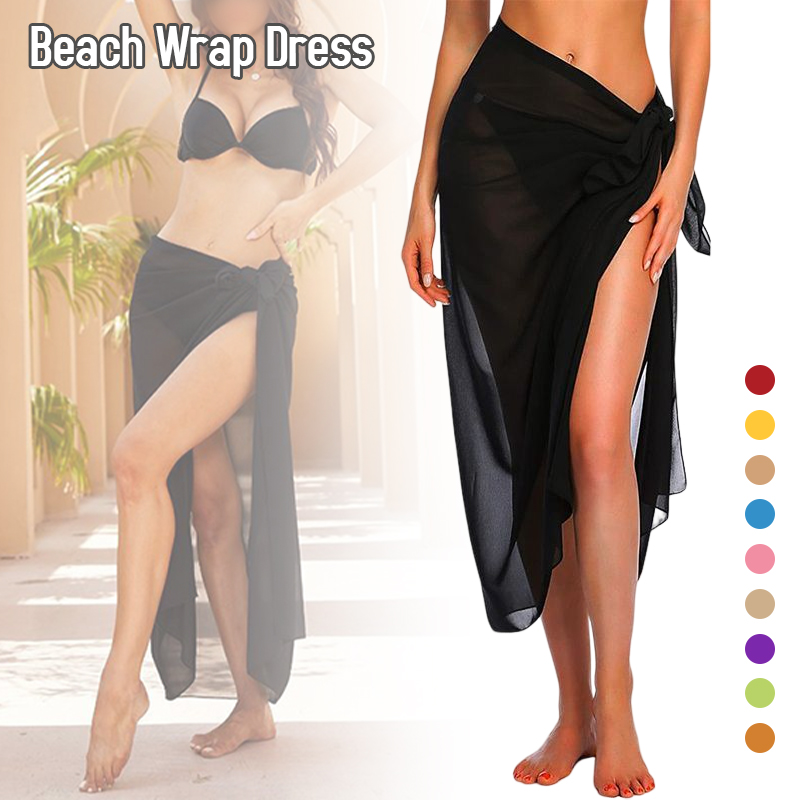 Jupe de plage longue en mousseline de soie, Sarong, écharpe, Cover-Up pour Bikini