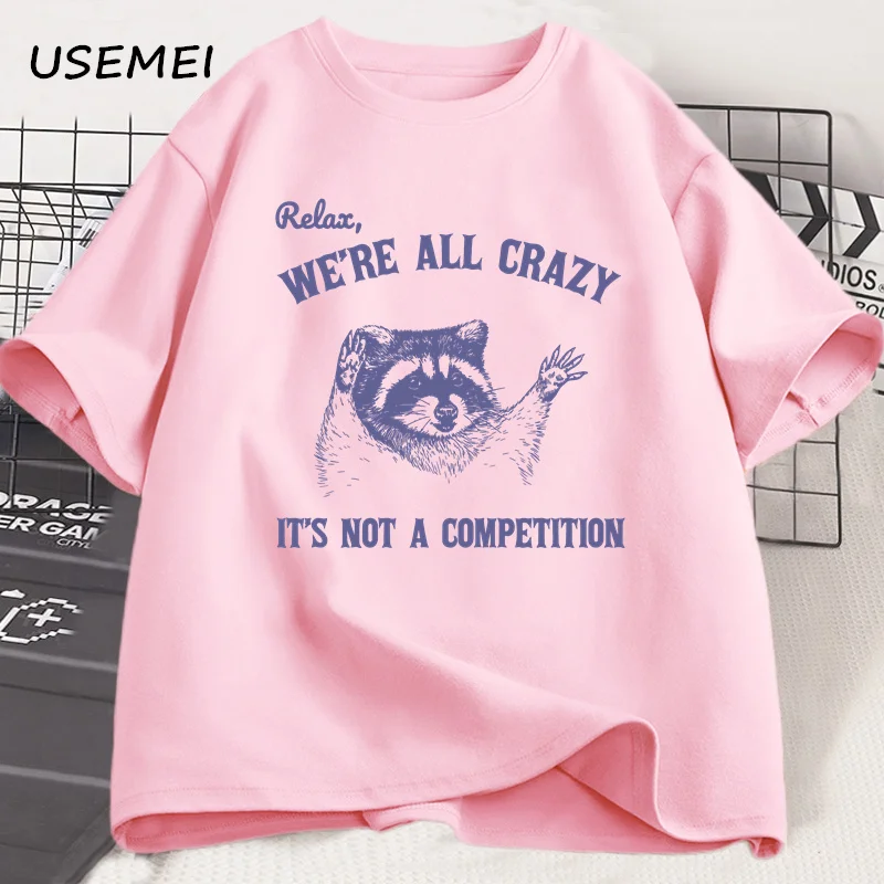 Relax We Are All Crazy T-shirts pour hommes T-shirts graphiques drôles coton col rond manches courtes hommes vêtements de créateurs Streetwear