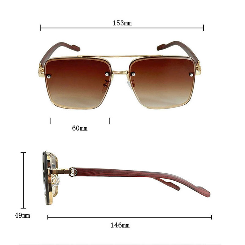 Lunettes de soleil carrées en bois pour hommes et femmes, lunettes de soleil vintage, créateur de mode, vacances de luxe, 2024 Nouveau