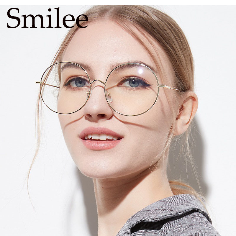 Lunettes rondes surdimensionnées femmes hommes métal grand grand cercle lunettes cadre optique lunettes rondes cadre mode lunettes lunettes