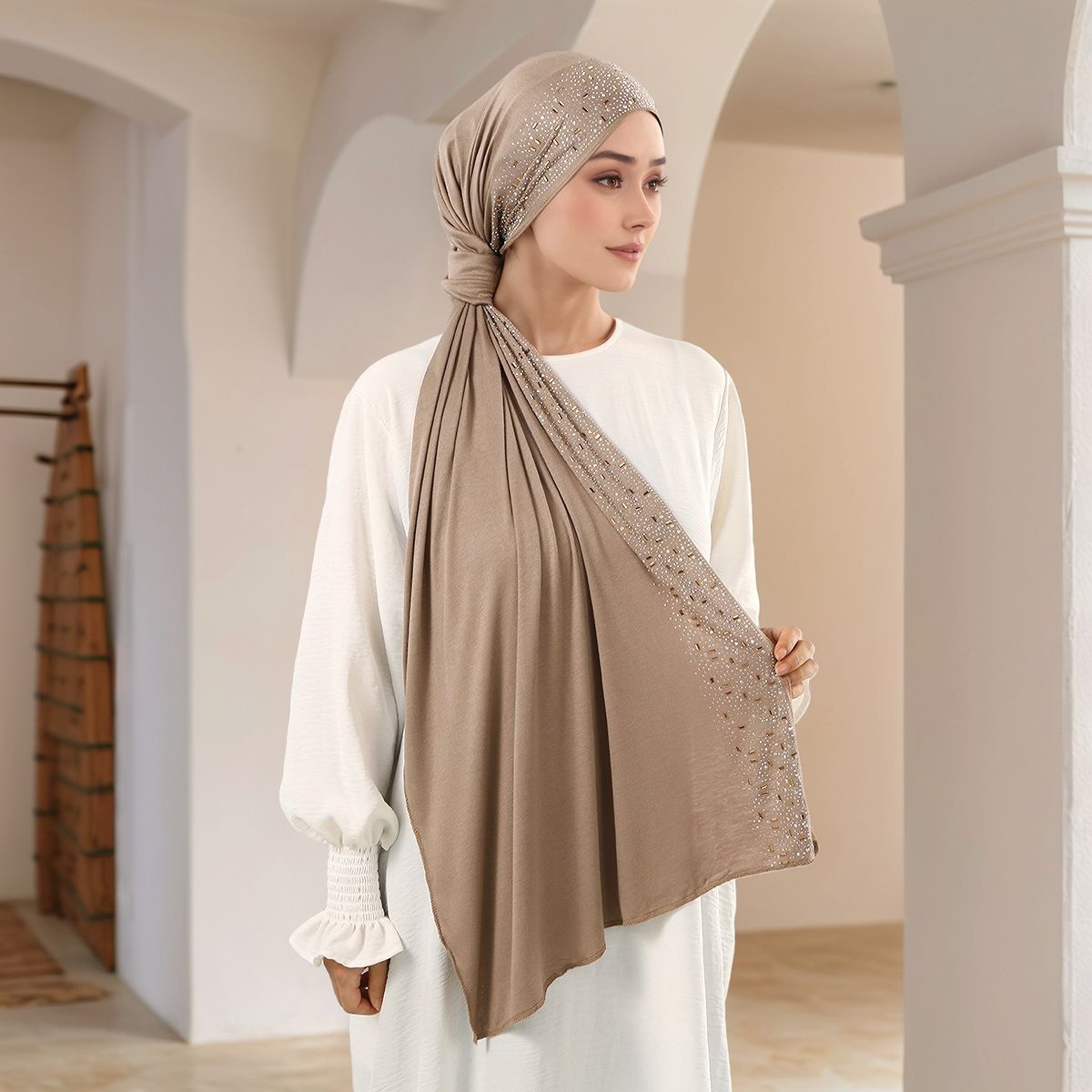 Ramadan musulman luxe diamant Hijab écharpe pour femmes solide coton Long Foulard doux Turban Foulard châle dubaï écharpe 170*60 cm