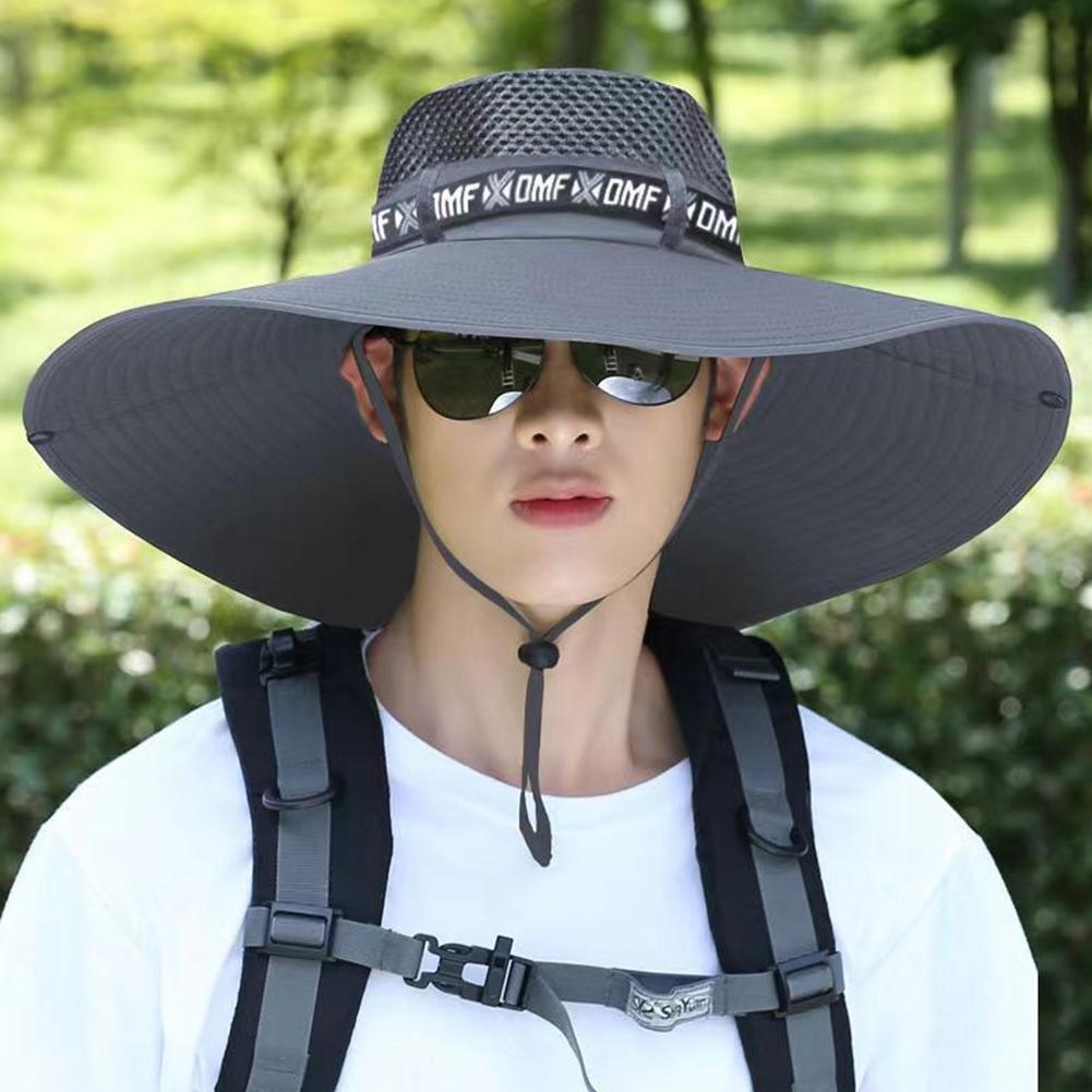 Chapeau de pêche respirant à grand bord pour hommes, casquettes de pêche, protection solaire contre les UV, chapeau de bain en maille, casquette de plage en plein air, randonnée, été, nouveau, 15cm