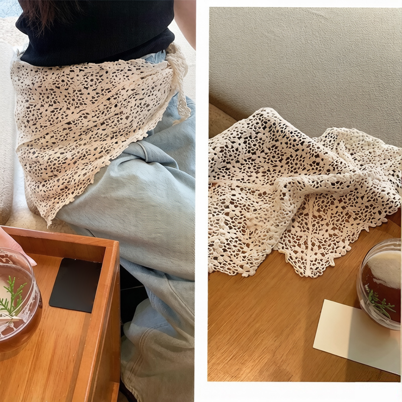 Écharpe et foulard en dentelle florale pour femmes, adaptés aux fêtes sur la plage, occasions formelles, bandana pour femmes, tenues d'été, bandeau pour cheveux de plage