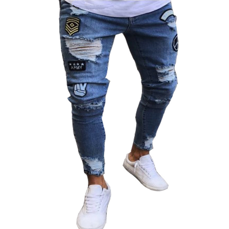 Hommes noir jean coupe ajustée qualité gris décontracté homme jean pantalon coupe maigre hommes pantalon Hip Hop Streetwear coton Denim pantalon