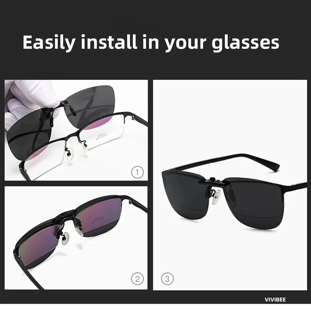 Lunettes de soleil à clipser pour hommes et femmes, lunettes de vision nocturne carrées, lunettes de soleil vintage pour la pêche, lunettes de myopie pour la conduite, UV400