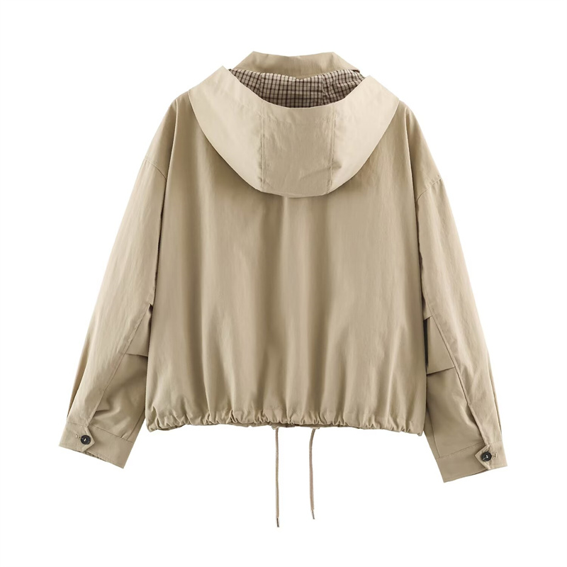 Veste pour femme Guobioziy, nouvelle collection automne 2026, veste ample à capuche kaki à manches longues, parka simple, tendance et élégante