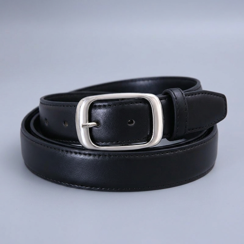 Ceinture pour femme en similicuir marron élégant avec boucle argentée, accessoire décontracté en jean pour le quotidien et le bureau, durable