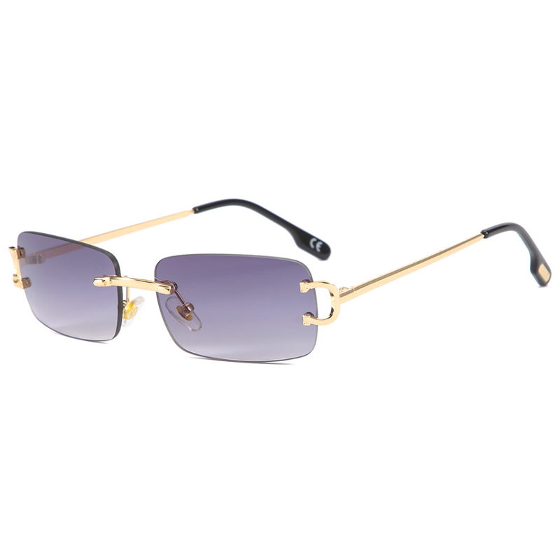 2024 Lunettes De soleil sans monture en métal Vintage cadre carré femmes lunettes De soleil marque De luxe Design lunettes De soleil femmes miroir Gafas De Sol
