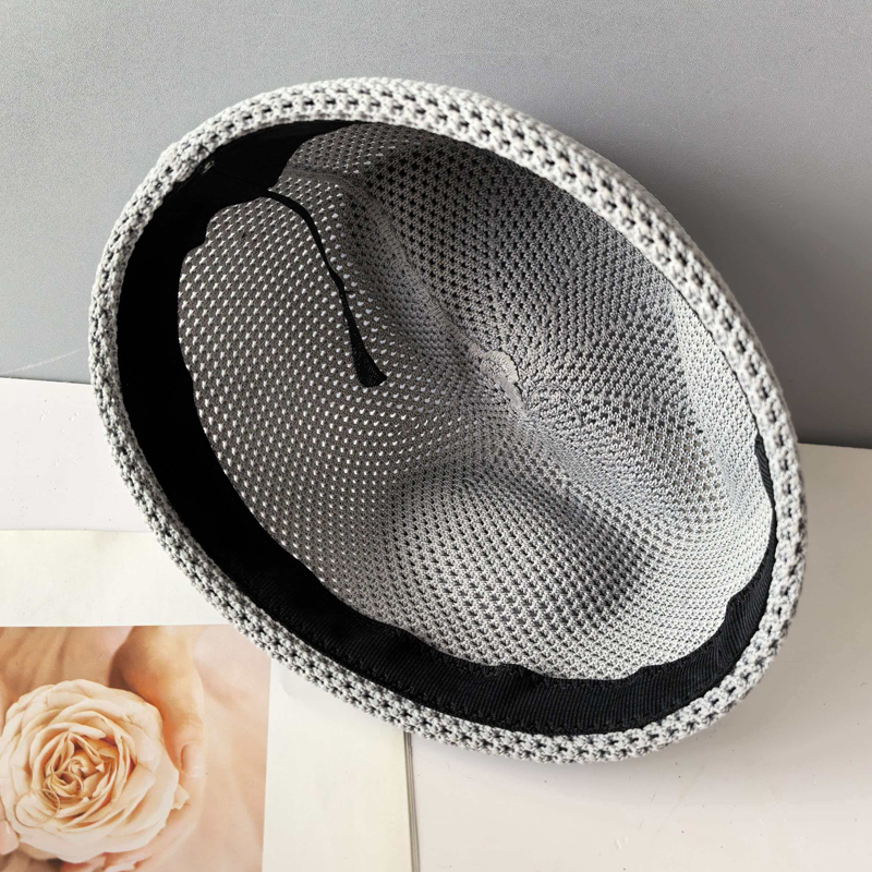 Chapeau d'été pour femme, style français, de créateur, casquette à visière, mode rétro britannique, chapeau Fedora, chapeau boîte, tricoté, respirant, béret structuré