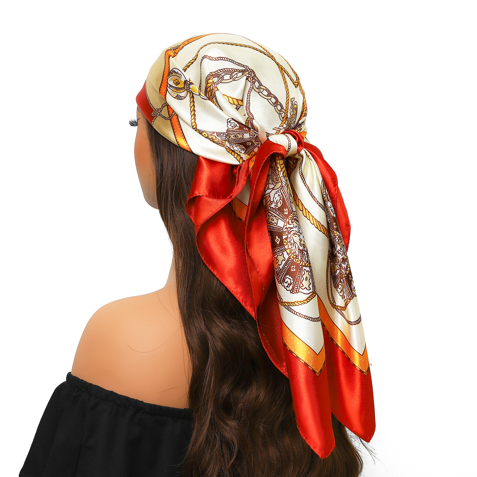 Foulards en soie de marque de luxe pour femmes, 90x90cm, Foulard de tête/Cheveux de styliste, Hijab Bandana pour femmes, 90x90cm