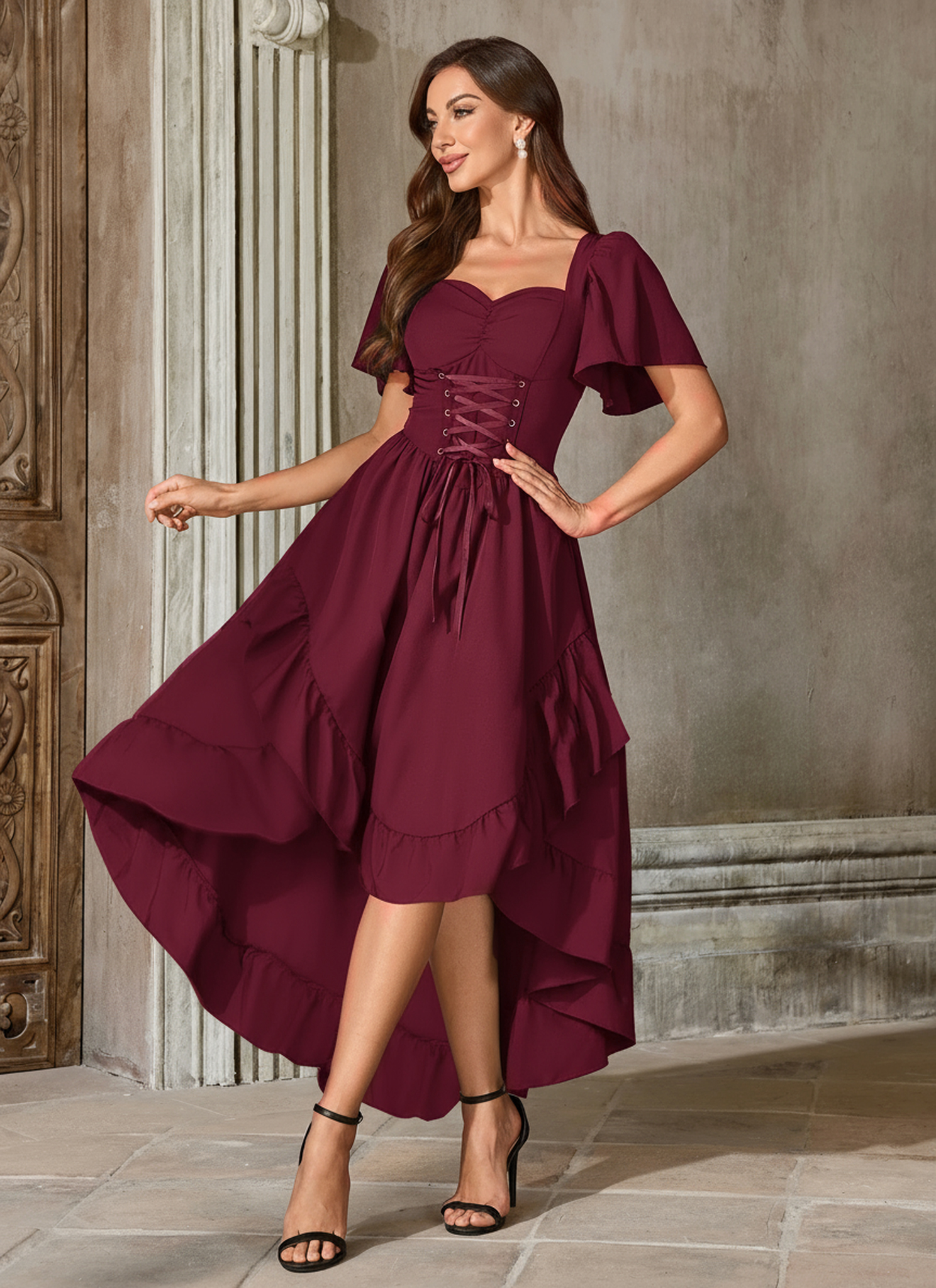 Robe Renaissance pour femmes Cottagecore, robe de Costume haut et bas à la mode