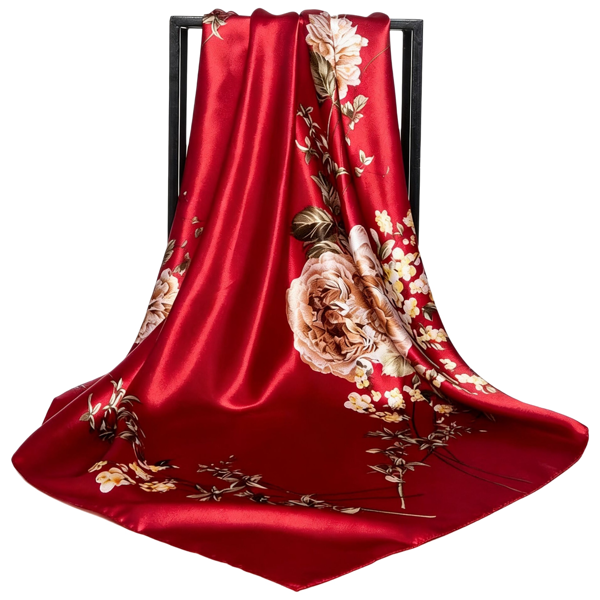 Nouvelle Collection Printemps : Grand Foulard en Soie Synthétique 90 cm, Châle Tendance pour Femme, Cadeau pour la Fête des Trois-Quatre-Neuf-Dix Dames