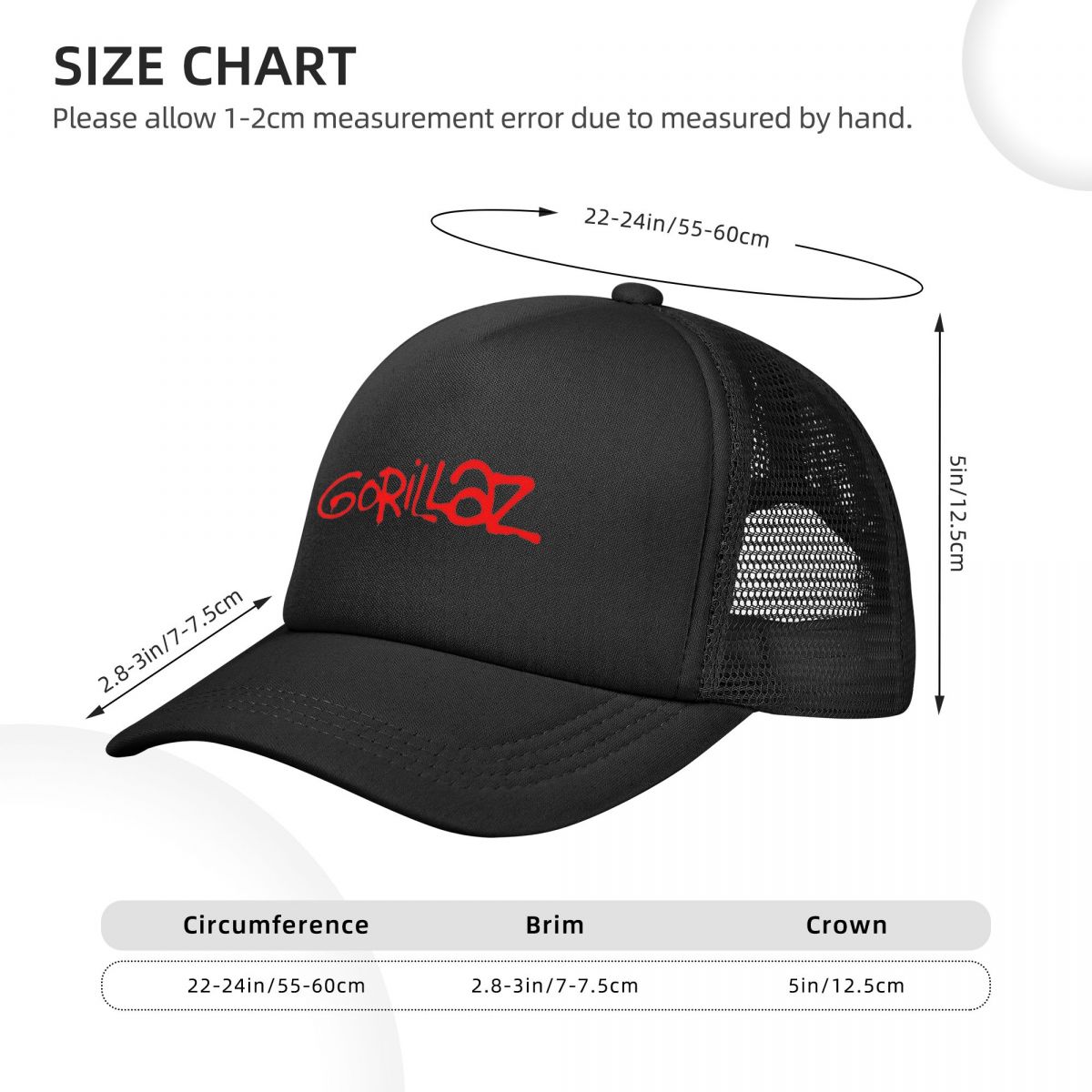 Gorillaz-Casquette de camionneur PUNK ROCK pour hommes et femmes, chapeaux de groupe de musique Hip Hop, chapeau de soleil, chapeau de pêche, casquette de baseball en maille réglable, haute qualité