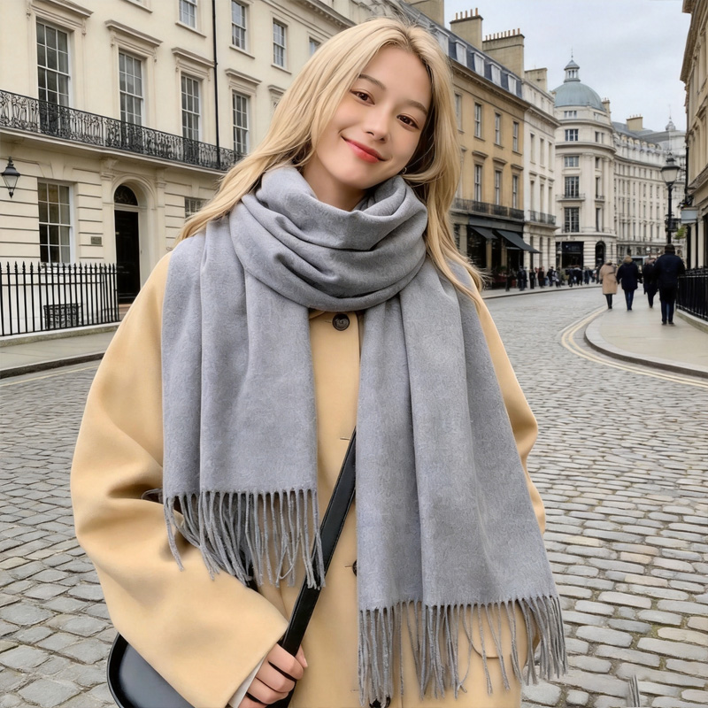 Nouvelle écharpe noire en cachemire pour femme, écharpe chaude en laine à carreaux, écharpes d'hiver pour femme, automne XWJ07