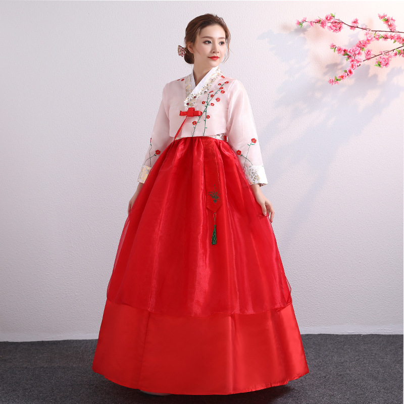 Hanbok-Costume Traditionnel Coréen pour Femme, Vêtements de Cour de Performance de Palais de Minorité, Robe de brevde ixde Mariage, Fleur, Nouvel An