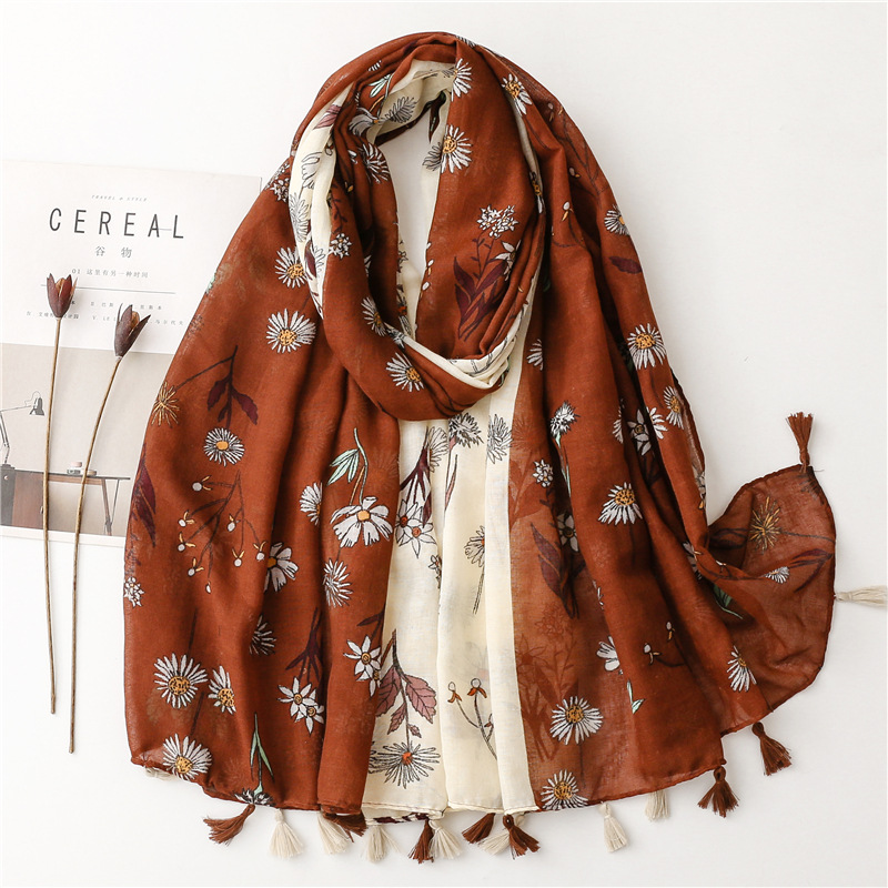 Écharpe en Viscose à Pompon Floral pour Femme, Châle et Enveloppes, Hijab, Bandeau de Cheveux, Foulard de Sauna Musulman de Luxe, 180x90cm