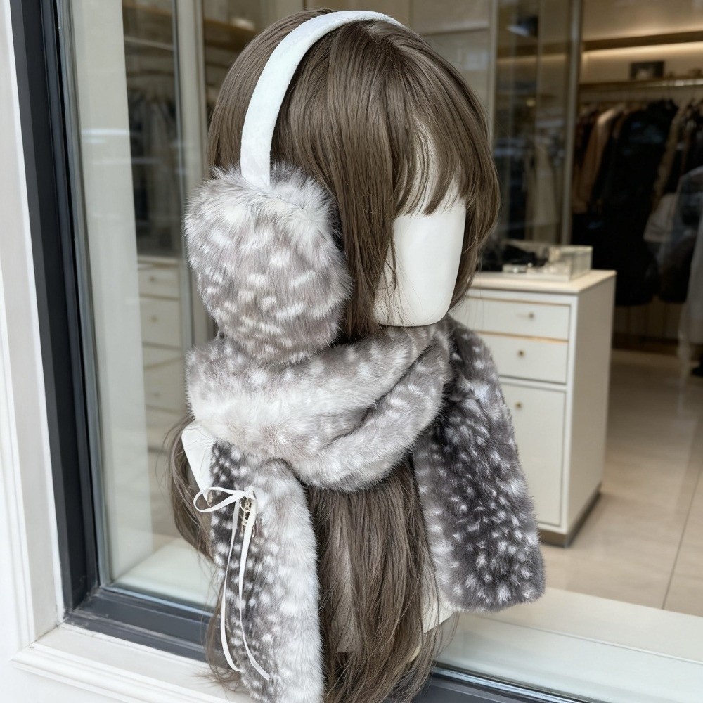 Écharpe à motif de cerf kawaii, coupe-vent, chaude pour l'hiver, cache-oreilles pliables, chauffe-cou doux, célébration du Nouvel An