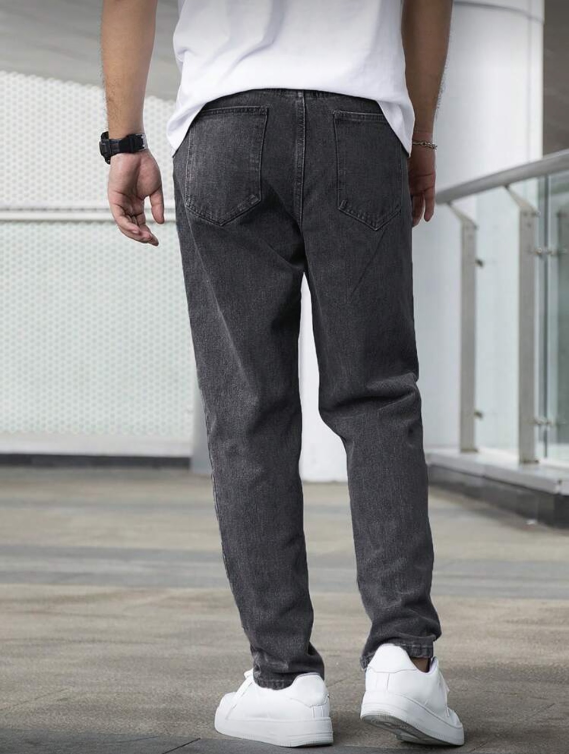 Jean droit ample pour hommes, délavé gris foncé Vintage, tenue quotidienne décontractée, confortable et polyvalent, toutes tailles