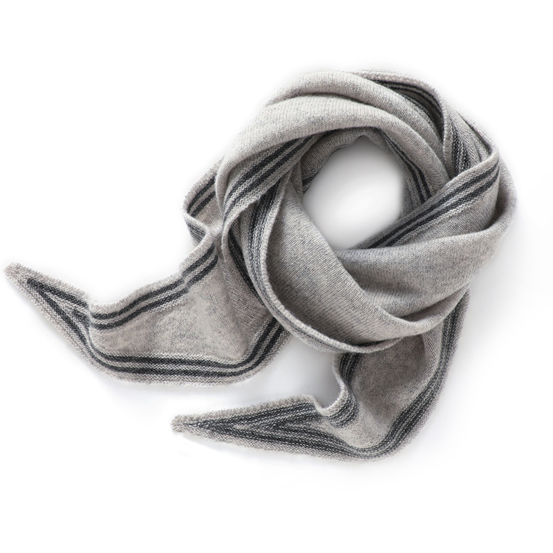 Écharpe Triangulaire 100% Cachemire pour Femme, Petit Châle, Cache-Cou, Rayé, Polyvalent, Capot, Pashmina, Accessoire en Tricot Doux, Printemps