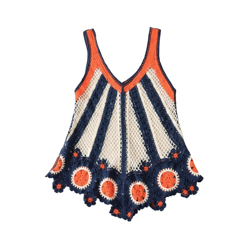 Haut en crochet style vacances d'été pour femmes, disponible en plusieurs couleurs, respirant et texturé, idéal pour la plage et les soirées