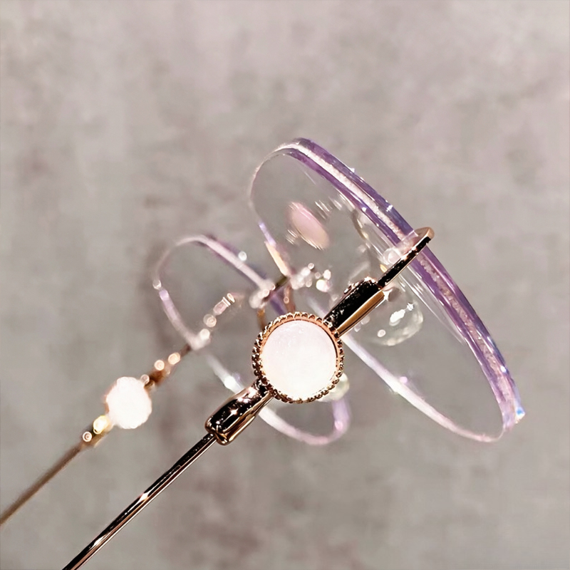 Lunettes de lecture anti-lumière bleue sans monture élégantes pour femmes, style INS, monture large, ultra-légères