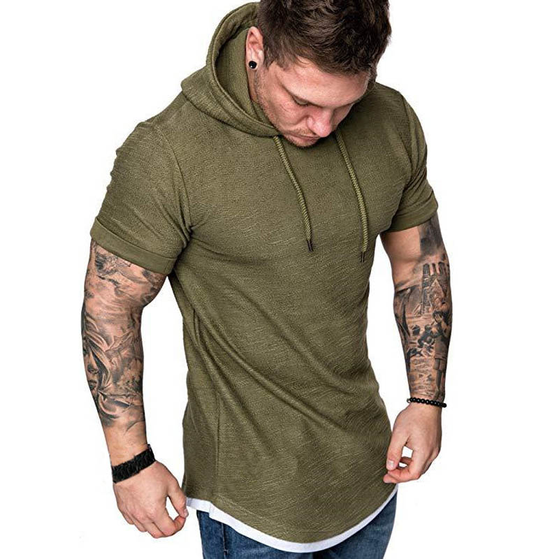 T-shirt pour homme, vêtements d'été pour homme, t-shirt décontracté à capuche uni, t-shirt à manches courtes pour homme, streetwear, tee-shirt homme