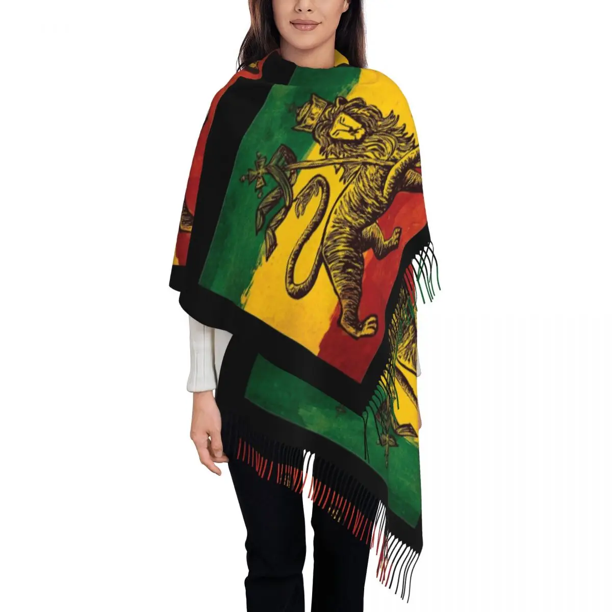 Rasta Feel-Écharpe pour femme, châles d'automne et d'hiver, rond Reggae discutant, rastafari Jamaica, grand châle, écharpe pour 03/Wear