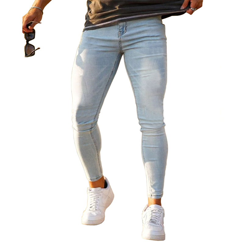 Jean skinny brossé pour homme, design classique, pantalon en denim décontracté pour tous les jours, idéal pour le bureau et les soirées, pantalon en denim pour homme.