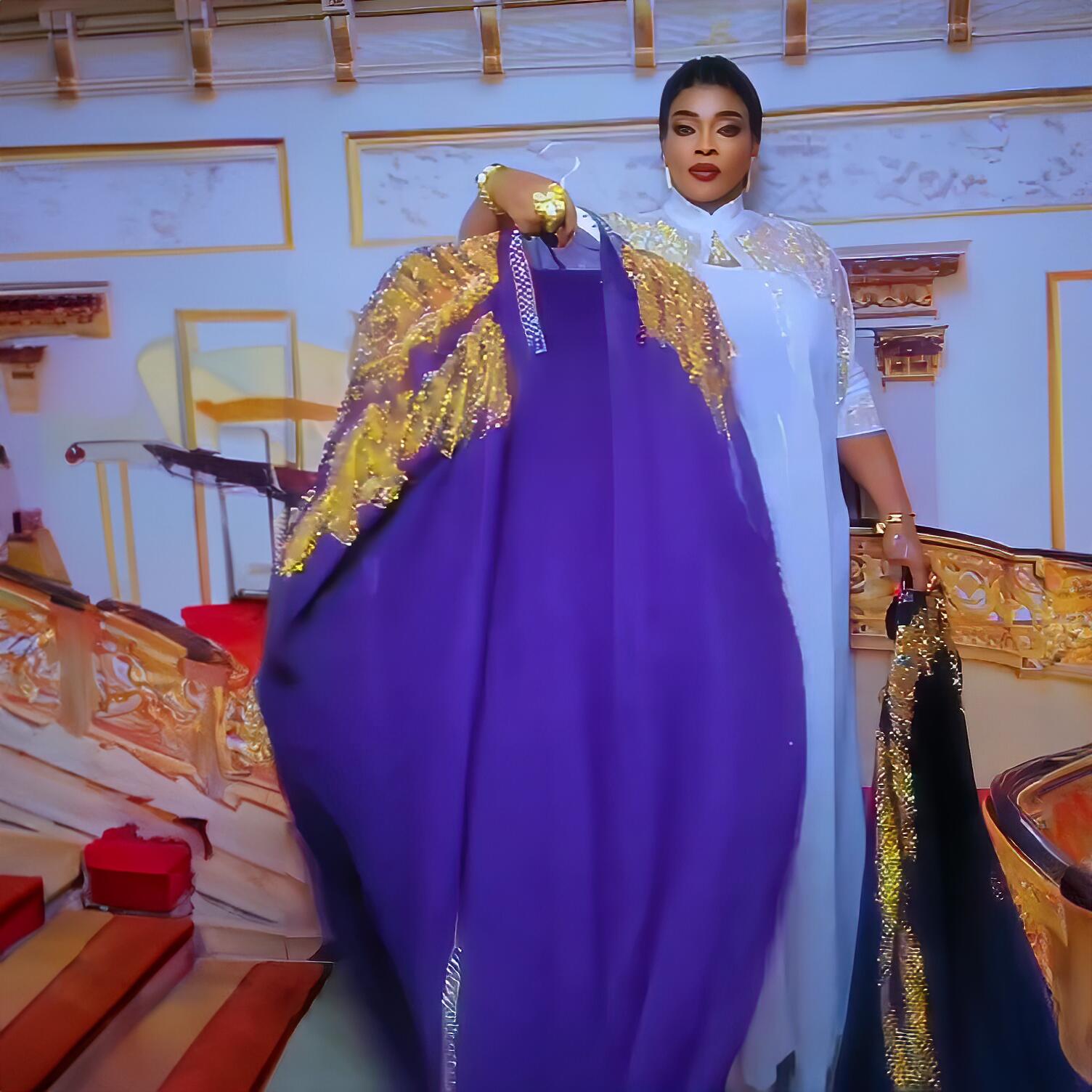 Robe pour femme de style africain populaire, provenant de Turquie, avec strass, pour l'église, robe deux pièces