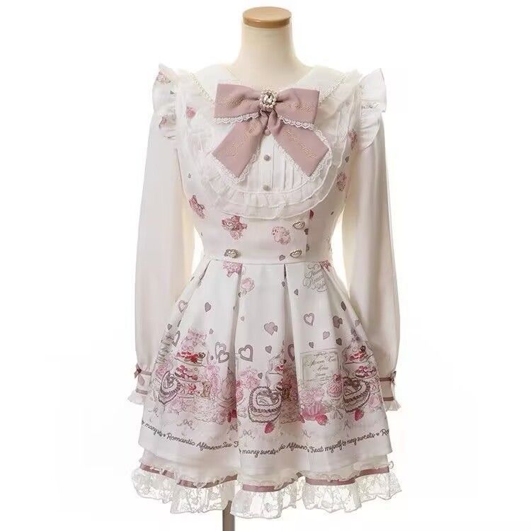Ensemble 2 pièces Lolita de Style japonais, Mini jupe Y2k pour femme, Harajuku, robe imprimée douce Kawaii, hauts, mode coréenne, robe élégante