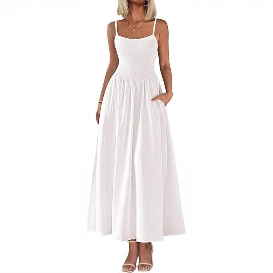Robes longues élégantes et féminines pour les vacances d'été 2026, robe plissée à bretelles pour femmes, Vestidos Fiesta Mujer, Vestidos Fiesta