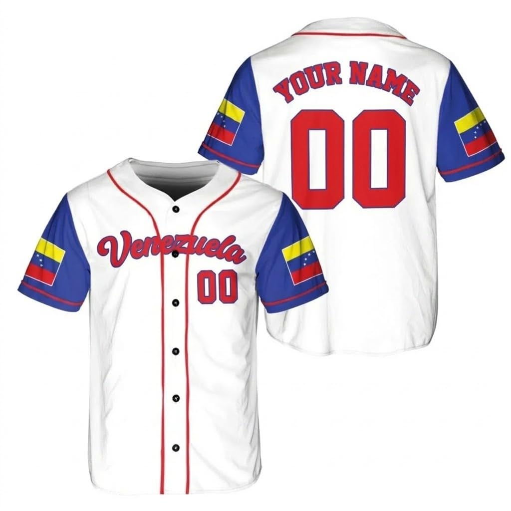 Maillot de baseball du Venezuela tendance, maillot de sport personnalisé avec nom et numéro, chemise de baseball du Venezuela, chemise fierté du drapeau du Venezuela