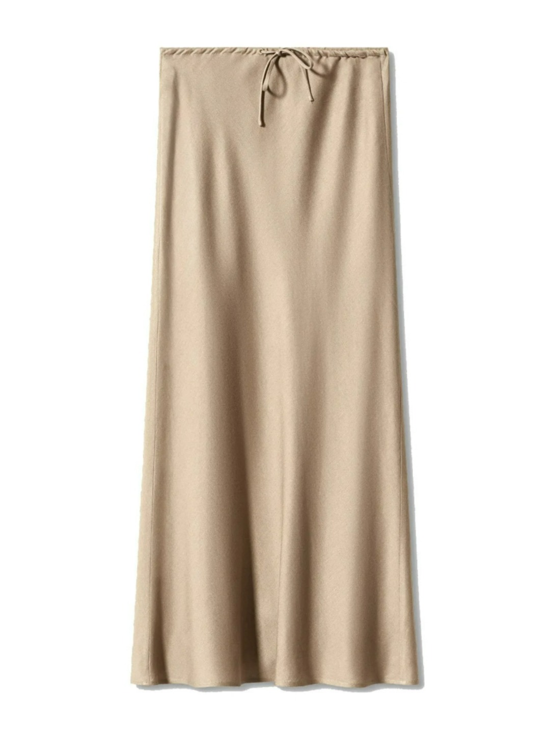 Jupe longue en satin couleur unie pour femme, taille haute, à lacets, élégante et tendance, collection Printemps-Été 2026, style luxe léger