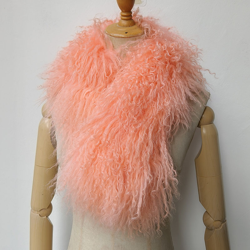 Femmes hiver mongolie agneau écharpe courte de luxe dames chaud véritable Tibet fourrure foulards femme moyenne longueur réel col de fourrure
