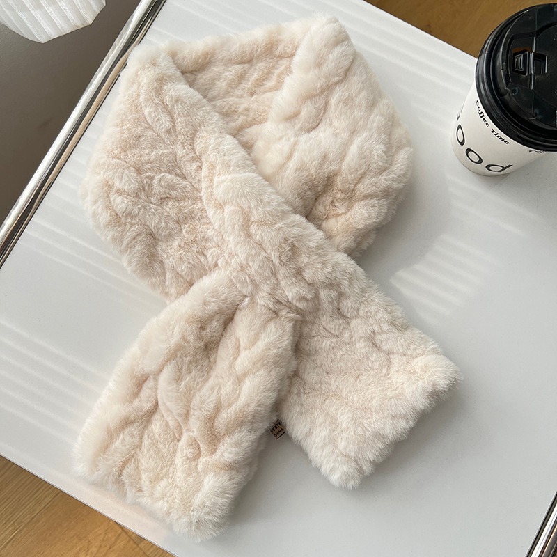 Écharpe en peluche pour femmes, Style coréen, fausse fourrure, couleur unie, courte, tendance, luxe, chaude, nouvelle collection hiver 2025