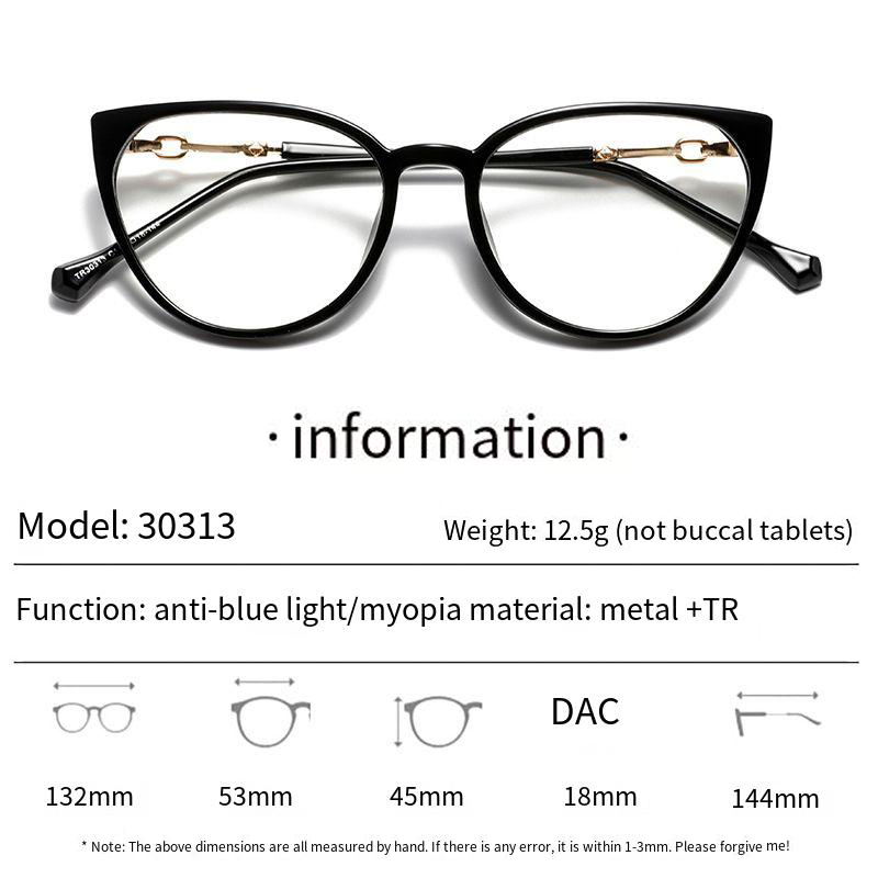 Lunettes œil de chat élégantes pour hommes et femmes, monture métallique ultralégère TR90, Anti-lumière bleue, lentille transparente, optique