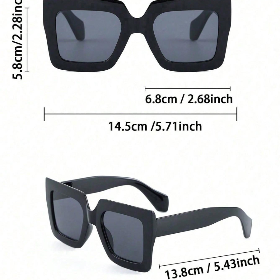 Une paire de lunettes de soleil rétro à monture large et couleur unie pour femmes, idéales pour le shopping, le quotidien, les voyages, les vacances et les cadeaux.