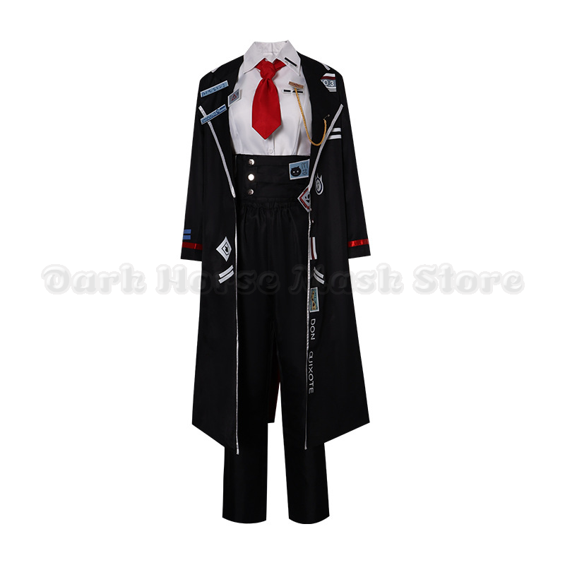 Costume de cosplay Anime Don Quichotte, uniforme noir, haut, pantalon, trench, accessoires, Limbus Company, déguisement pour Halloween, carnaval, tenue