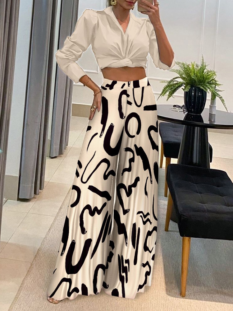 Pantalons femmes taille haute pantalon à jambes larges imprimé pantalon Long ample 2023 nouvelles dames décontracté mode banlieue vacances fête MsChuh