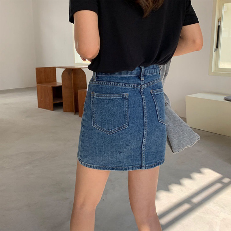 Jupe courte amincissante taille haute, Version coréenne, nouveau Style Ins, sac rétro en Denim, jupe de hanche pour éviter d'un mot