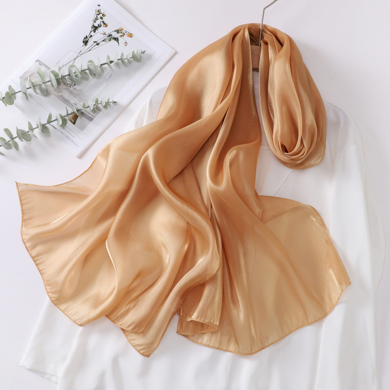 Foulard en soie Organza 70*200cm pour femmes, foulard de couleur unie brillant et élégant