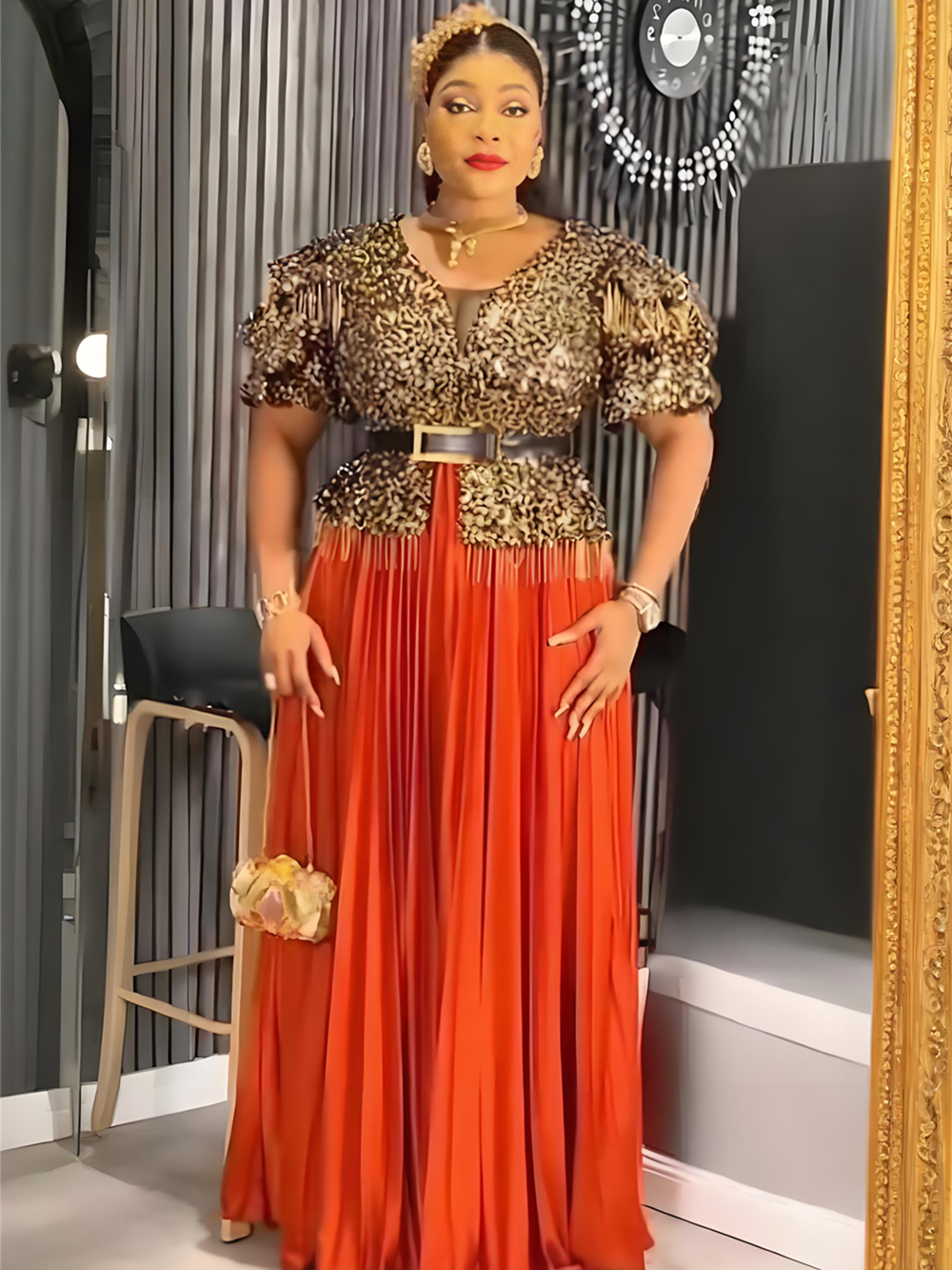 Robes Africaines Élégantes pour Femmes, Robe de Soirée Longue de Luxe à Paillettes, Grande Taille, Robe de Mariage Turque, Nouvelle Collection 2026 Vêtements pour Femmes