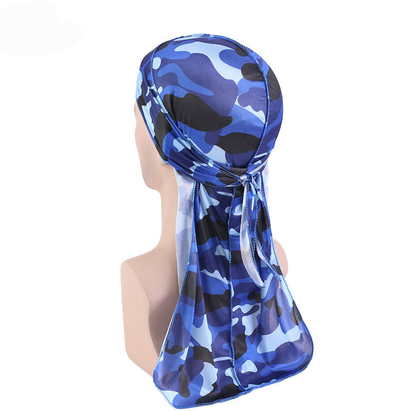 Foulard unisexe long imitation soie, Doo Rag musulman, Chapeau de pirate, Durag, Bonnets chimio camouflage, Chapeau crâne, Turban, Bandeau pour cheveux, Bandanas