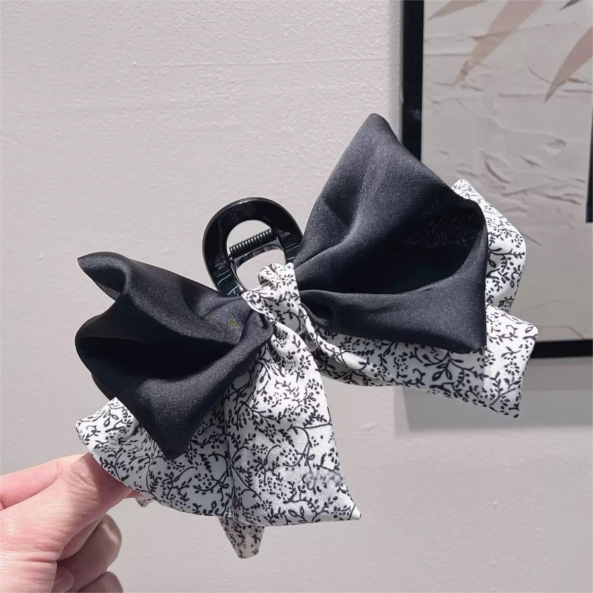 Accessoires de cheveux à Clip pour femmes, nœud Floral en Satin d'épissure Simple de haute qualité, à la mode